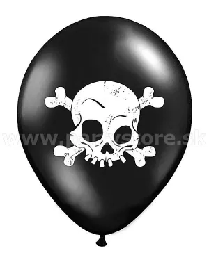 Balón pastel 30 cm - PIRÁTSKA ZUBATÁ - čierny, balenie 1 kus, latex