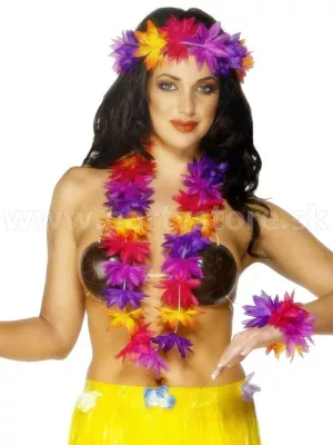 Havajská súprava 4 dielna - HAWAIIAN QUEEN - viacfarebná, kvetinová