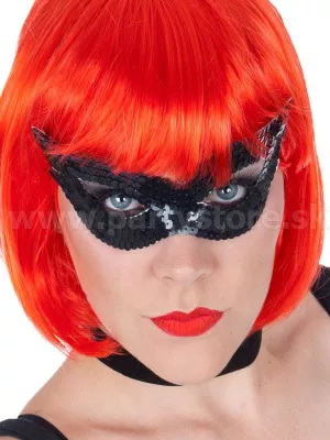 Maska - škraboška - BLACK CAT - čierna, flitrovaná