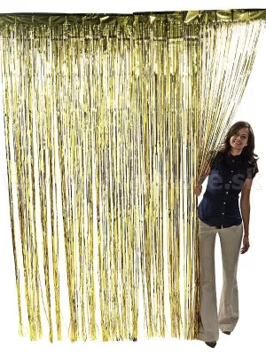 Záves dekoračný - PARTY METALLIC - zlatý, 100 x 250 cm, fólia