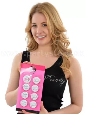 Odznaky - HEN PARTY - SVADOBNÁ PARTY - balenie 8 ks