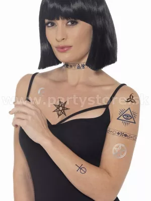 Tetovanie dočasné - OCCULTUS - čierno modré vzory, 8 ks