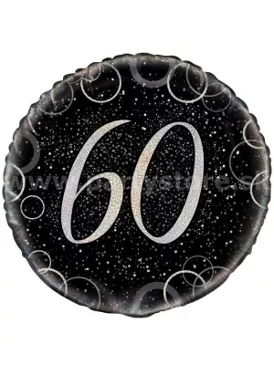 Balón - 60 narodeniny - GLITZ SILVER - priemer 45 cm, fólia