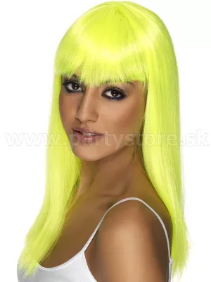 Parochňa - GLAMOURAMA - neon žltá, dlhá 50 cm s ofinou, dámska