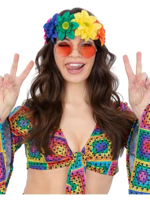Čelenka - RAINBOW HIPPIE FLOWER - kvetinová na elastickej gume
